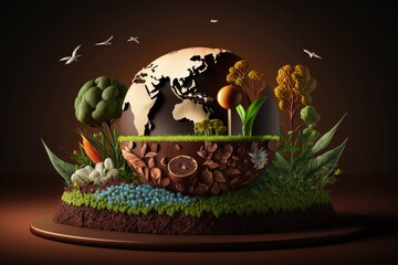 Earth made out of chocolate, Epic Miniature World: Sustainable Farming and Eco-Friendly Choices, Generative AI