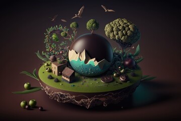Earth made out of chocolate, Epic Miniature World: Sustainable Farming and Eco-Friendly Choices, Generative AI