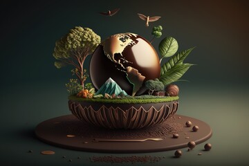 Earth made out of chocolate, Epic Miniature World: Sustainable Farming and Eco-Friendly Choices, Generative AI