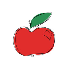 Vector illustration of apple fruit on a white background. Abstract doodle drawing. Icon.