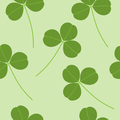 Seamless pattern with clover. Clover leaves on a green background.