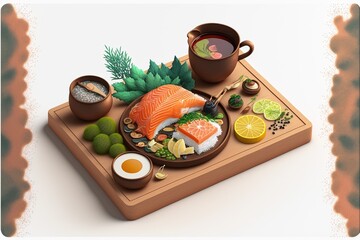 sushi on a plate, generative ai