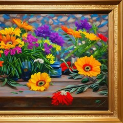 156 Oil Painting: A creative and artistic background featuring oil painting in bold and vibrant colors that create a unique and modern look2, Generative AI