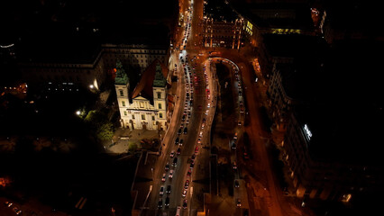 Aerial view of Budapest Inner City Parish Church (Budapest-Belvarosi Nagyboldogasszony), officially...