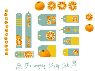 【オレンジ(柑橘類)のタグラベルの素材】夏にぴったり