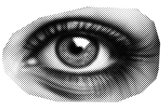 PNG Eye Halftone Collage Element Isolated on Transparent Background