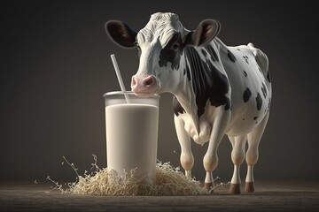 a cow drinking milk, generative AI