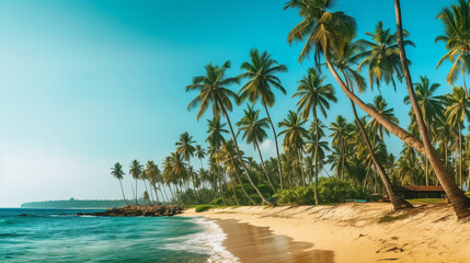 Obraz na płótnie Canvas Coconut palms tropical background. Illustration AI Generative.