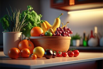 fruits and vegetables and vegetables, fresh fruits, healthy fruits and vegetables, generative AI