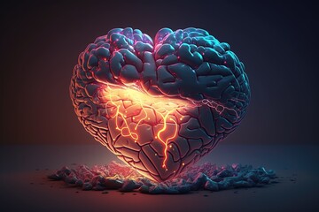 heart and brain together, heart and brain in love, valentine's day theme, generative AI