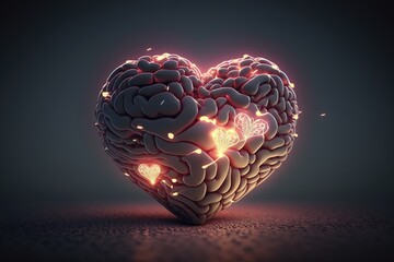 heart and brain together, heart and brain in love, valentine's day theme, generative AI