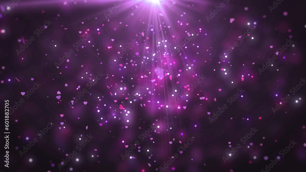Poster valentine day glow particle festive of bokeh, sparkles, flowing illustration. abstract romance futur