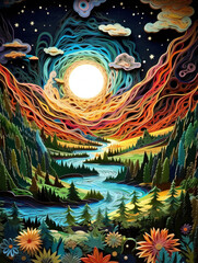 Forest paper art style