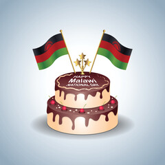 Malawi National Day with a Cake .Vector Illustration