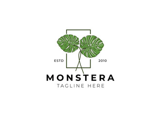 Fototapeta premium Monstera logo design symbol vector template