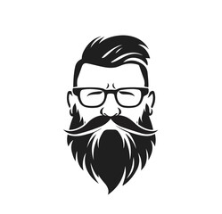 Black and white logo depicting the silhouette of a grandfather's face with a beard and glasses. Vector illustration
