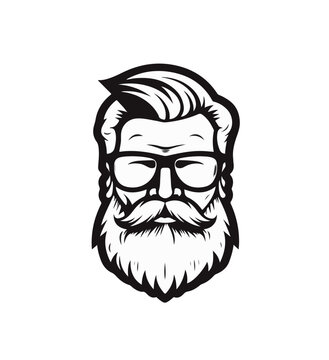 Black and white logo depicting the silhouette of a grandfather's face with a beard and glasses. Vector illustration