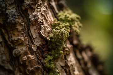 Close Up of Bark on Tree Stump. Old tree background. AI generated content