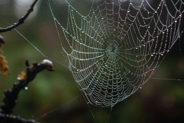 Macro of a spider Web. AI generated content