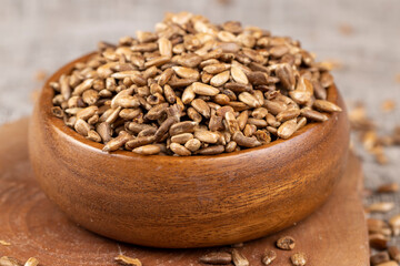 heavily fried sunflower seeds close up
