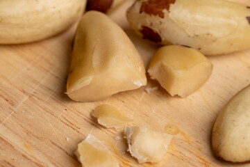 High-quality Brazil nuts peeled from the shell on the table
