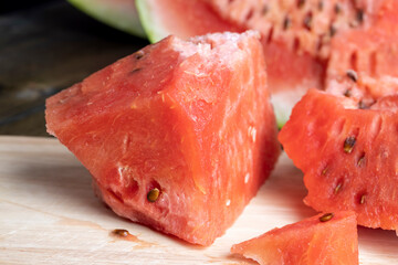 Ripe red watermelon cut into pieces