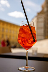 A Glass of Italian Aperol Spritz Cocktail.