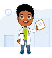 African American boy doctor with stethoscope
