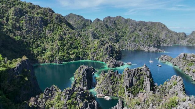 Philippines Palawan Drone View of Lagunes 
