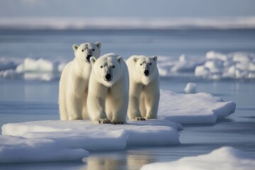 Polar bears in the Arctic.ai generated - obrazy, fototapety, plakaty