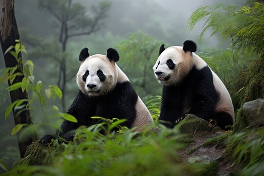 Giant pandas in Chengdu, China.ai generated