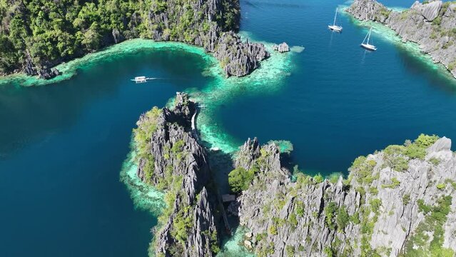 Philippines Palawan Drone View of Lagunes 
