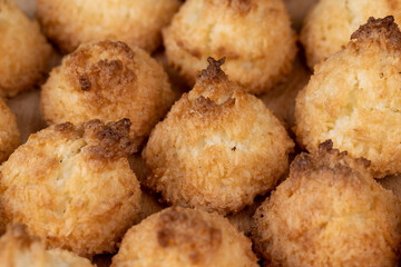 Small homemade coconut cookies made using coconut chips