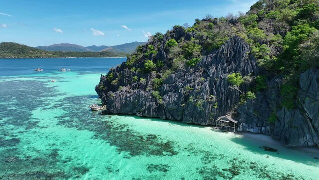 Philippines Palawan Drone View of Lagunes 