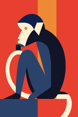 Abstract Colorful Illustration Monkey