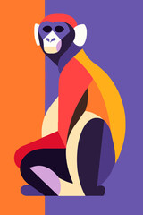 Abstract Colorful Illustration Monkey