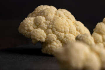 details of white cauliflower on the kitchen table