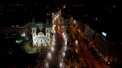 Aerial view of Budapest Inner City Parish Church (Budapest-Belvarosi Nagyboldogasszony), officially...