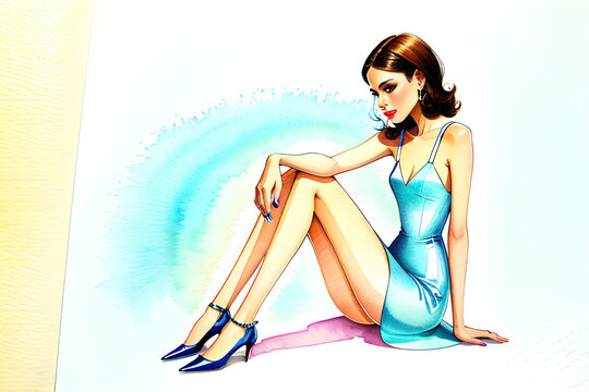 Fashion illustration sketch of trendy woman