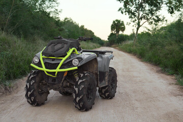 Fototapeta premium Modern fast quad bike on pathway outdoors