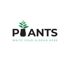 Plant concept logo design vector template.
