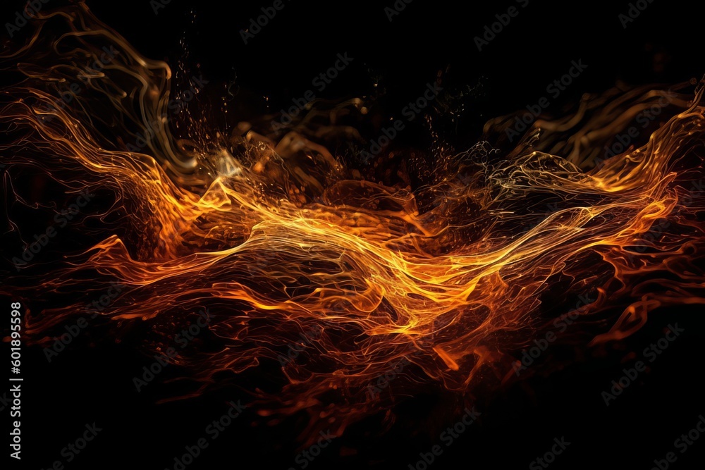 Wall mural abstract luminous energy flow wave isolated on black background made with generative ai