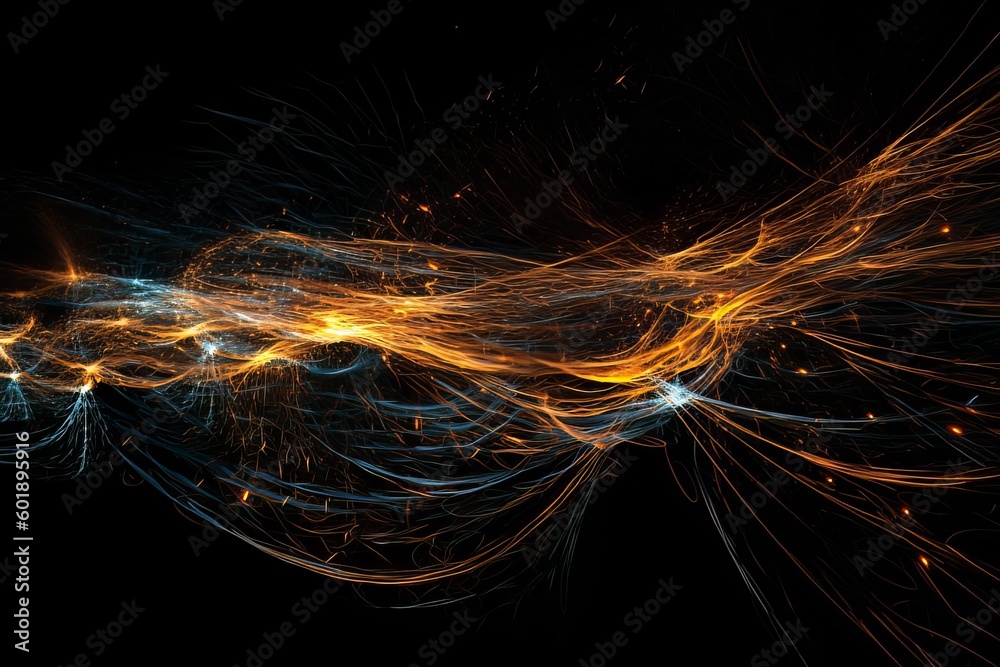 Wall mural abstract luminous energy flow wave isolated on black background made with generative ai