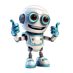 Naklejka premium Cute AI Robot Chatbot Thumbs Thumbs Up Isolated on Transparent Background - Generative AI 