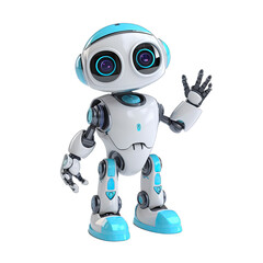 Cute AI Robot Chatbot Waving Isolated on Transparent Background - Generative AI
 - obrazy, fototapety, plakaty