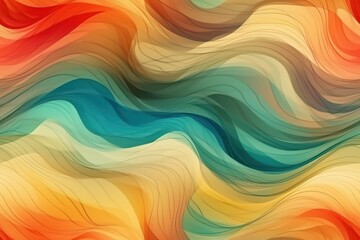Abstract background with multi-colored waves in warm colors. AI generated, human enhanced.