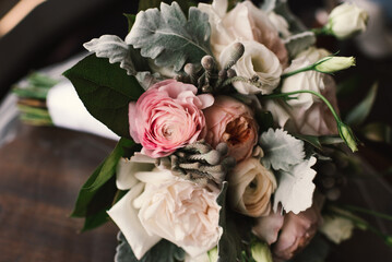 Beautiful Wedding Floral Bouquet of Artificial Fake Fabric Flowers 