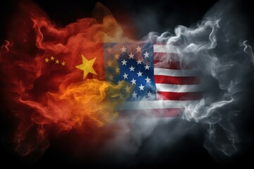 Abstract background of confrontation between two countries, USA and China. AI generated, human enhancement