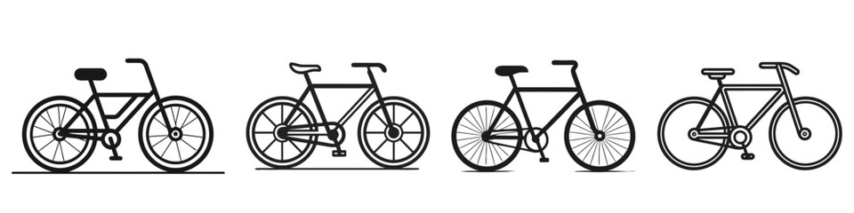 Bicycles logo, icon set. Vector bycicle set on white background