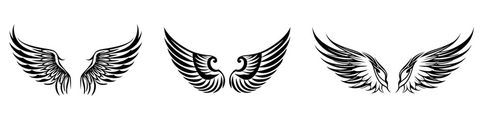 Set of wings icons. Wings badges. Collection wings badges. Vector illustration